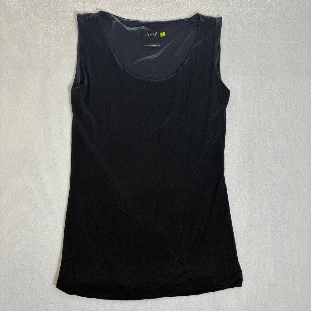 Lysse Tank Top Women Small Black Microfiber Slim Fit Scoop Neck Sleeveless